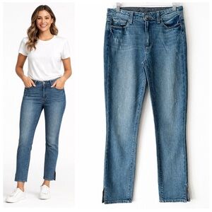 Paige Hoxton Ankle Peg Side Slit High Waist Medium Wash Jeans Size 29/Inseam 28
